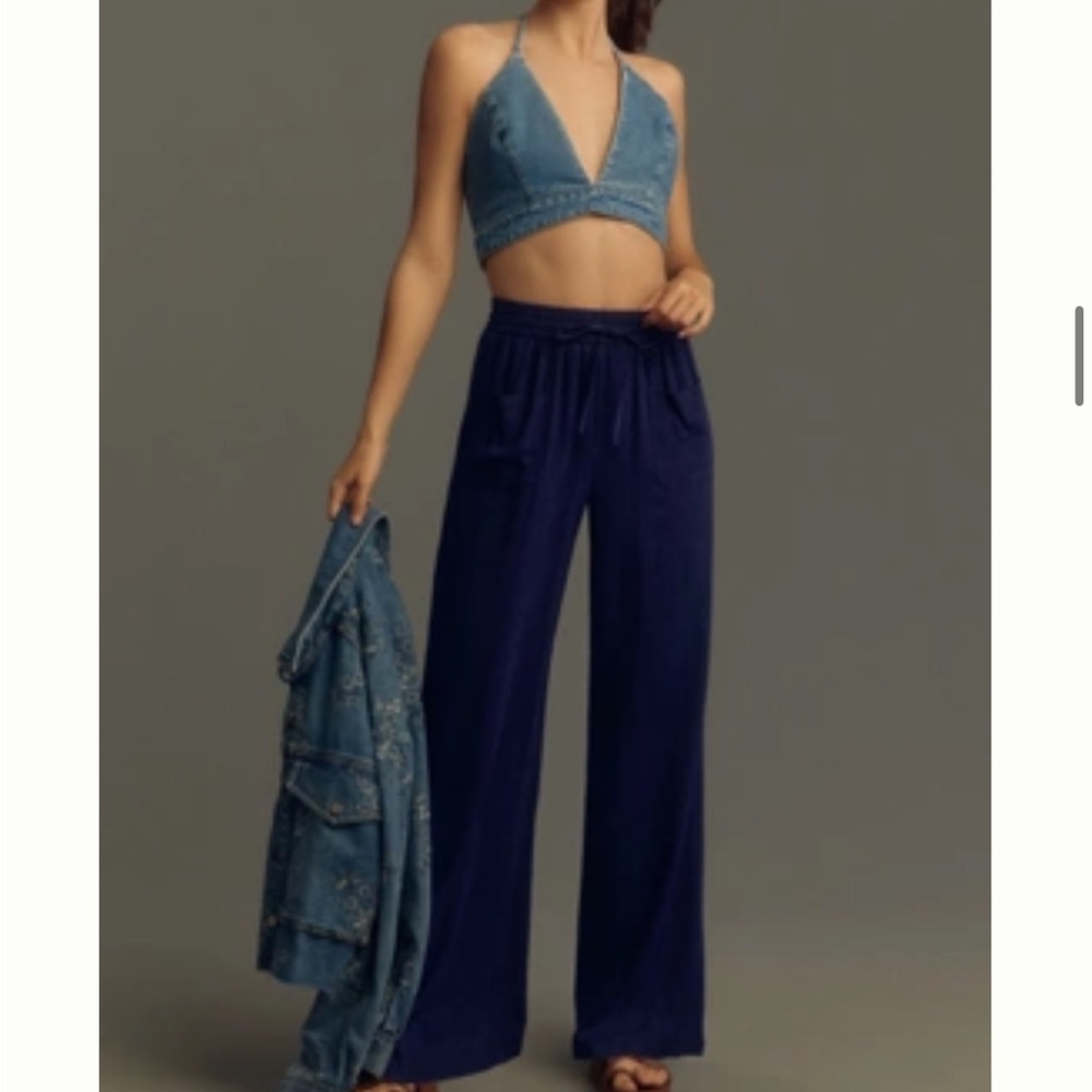 Greylin Deep Blue Wide-Leg Pants